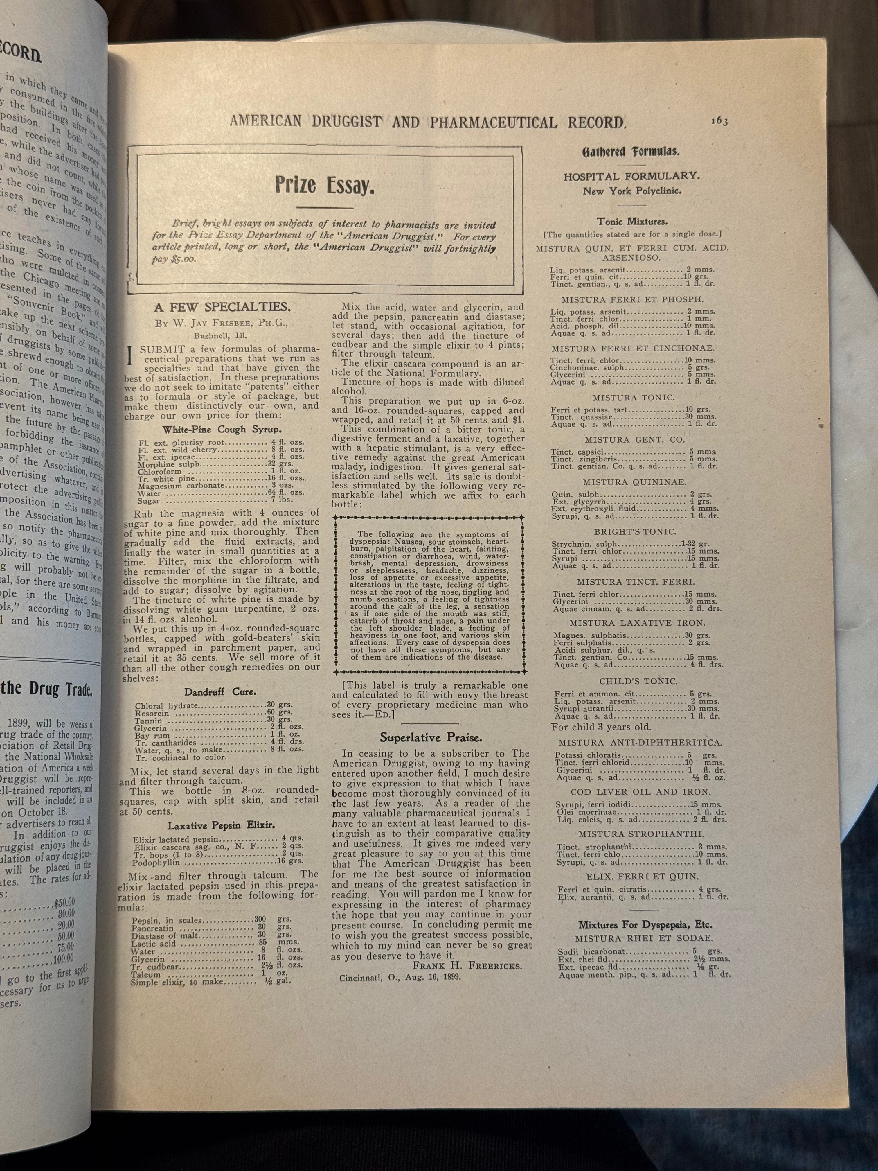 American Druggist 1899 (Includes Heroin Ad and More)
