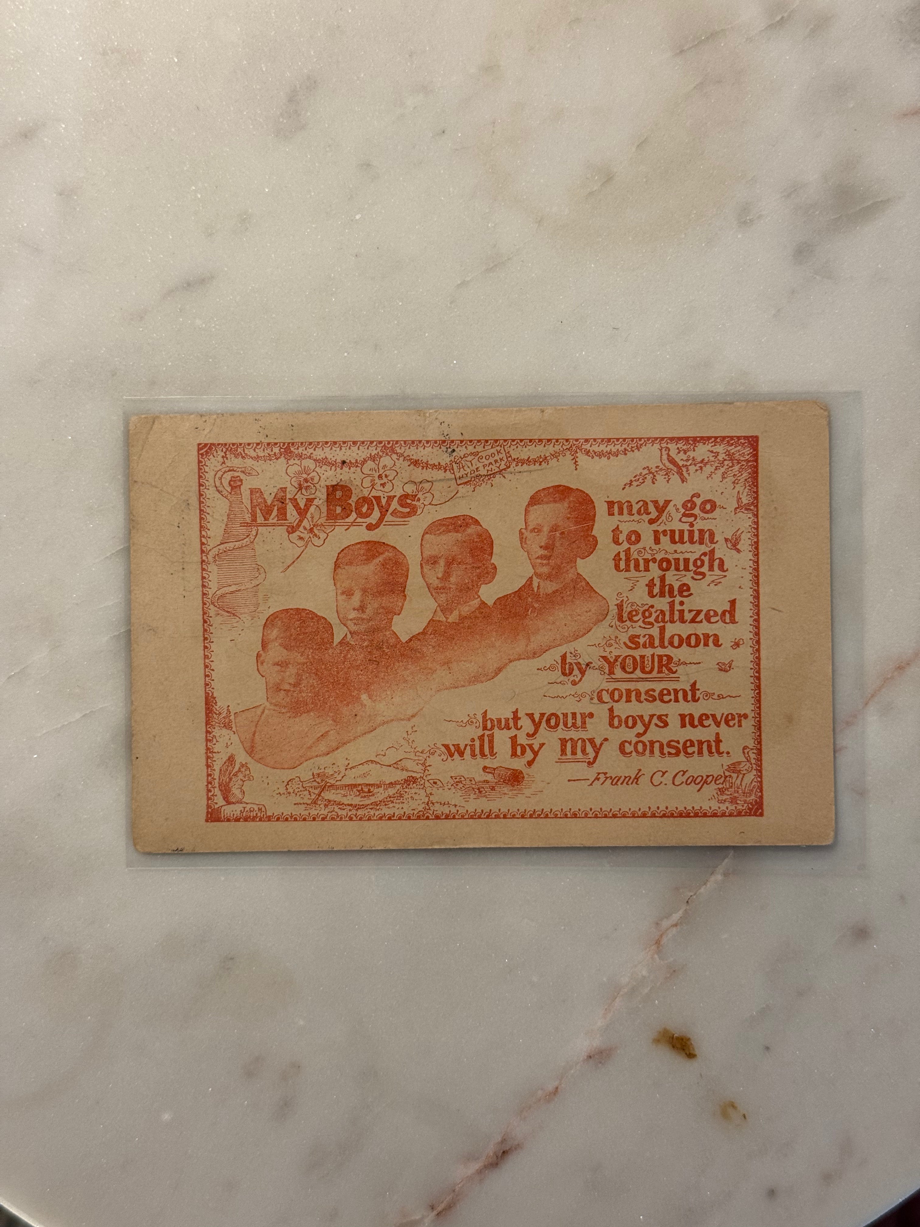 1914 Prohibition Propaganda Postcard