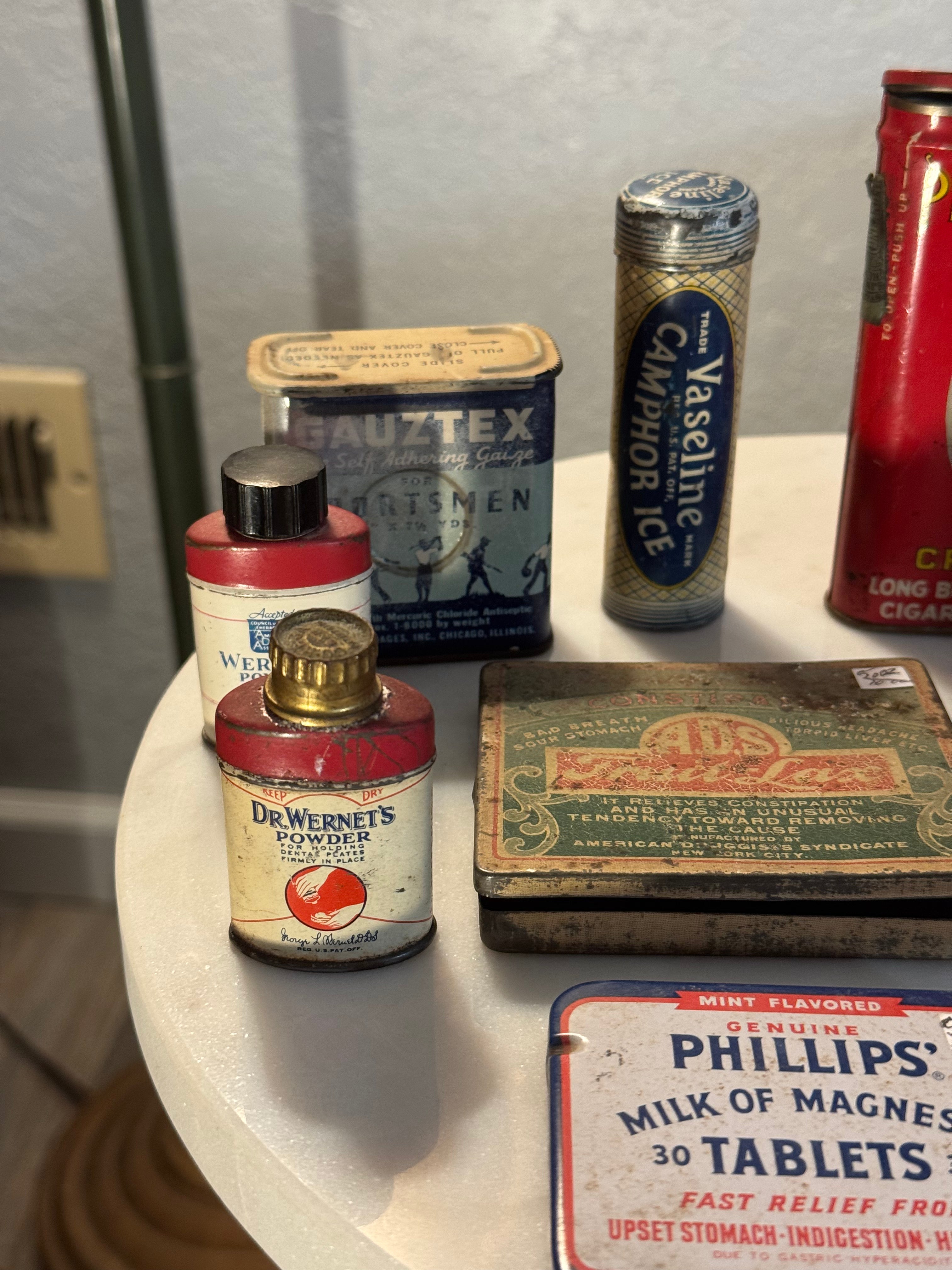 Collection of Antique Medicine Tins