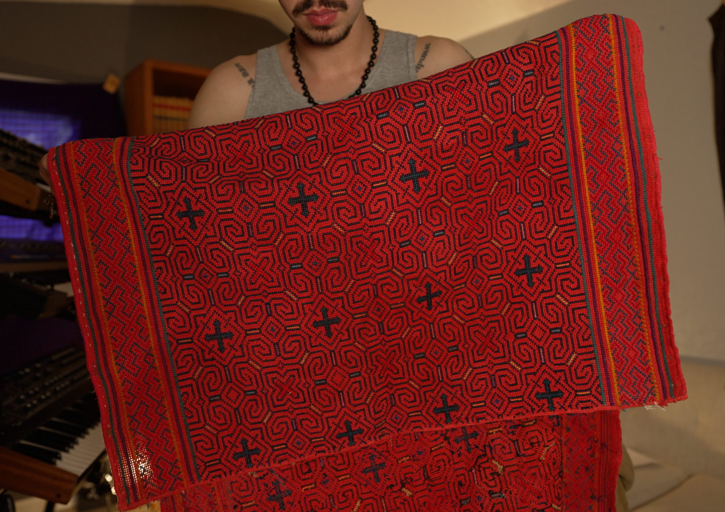 Gorgeous Hand Embroidered Red Shipibo Women's dress